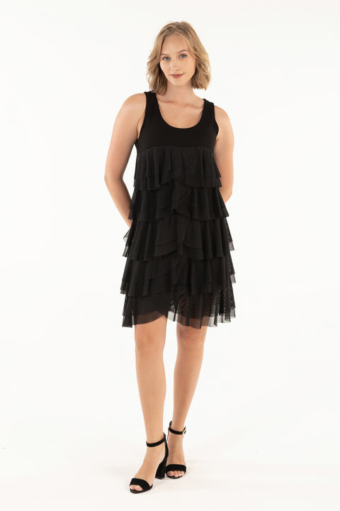 Black Mesh Crescent Dress