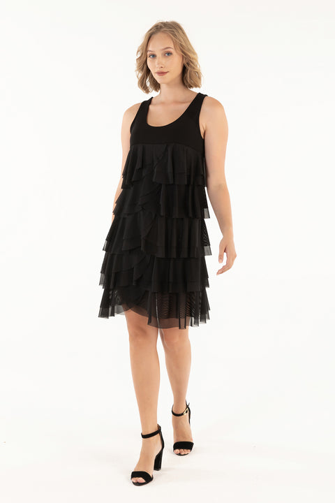 Black Mesh Crescent Dress