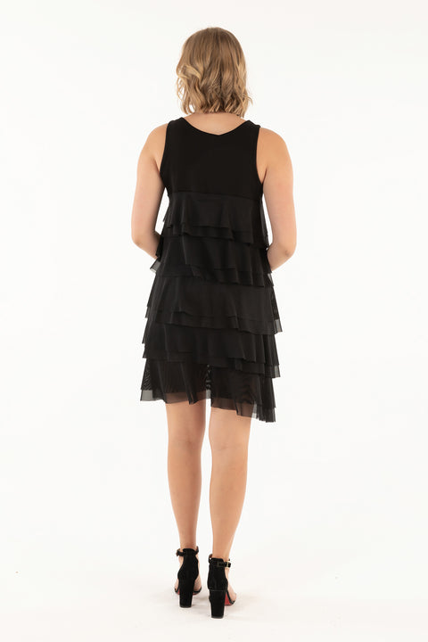Black Mesh Crescent Dress
